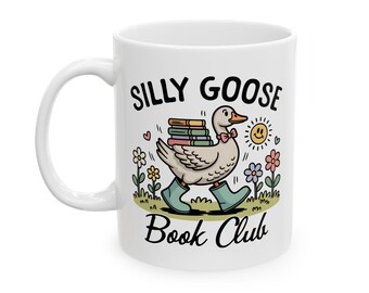 Silly Goose Book Mug, Funny Bookish Coffee Cup, Cute Goose Book Lover, Bookclub Gift for Readers, Book Nerd Librarian, Teacher Reading Mug