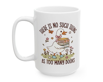 Silly Goose Book Mug, Book Lover Gift, Funny Bookish Coffee Cup, Cute Duck Reading Mug, Bookish Things, Nerdy Girl Reader Cup, Reading Goose