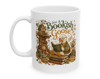 Silly Goose Book Mug, Cottagecore Bookish Mug, Funny Book Lover Coffee Mug, Cozy Reader Gift, Bookish Gift for Her, Cute Duck Book Club Mug