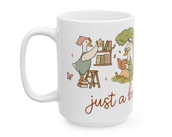 Silly Goose Book Mug, Funny Bookish Coffee Cup, Cute Goose Book Lover Gift for Readers, Teacher Book Nerd Librarian, Reading Mug Funny