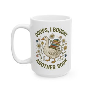 Taza de libro con forma de ganso gracioso, taza de café con un lindo pato, regalo divertido para lectores amantes de los libros para clubes de lectura, regalo para chicas nerds, taza de ganso lector para agradecer a los profesores.