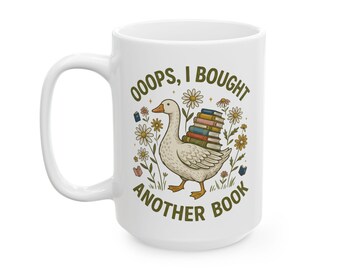Silly Goose Book Mug, Cute Duck Coffee Cup, Funny Reader Bookish Gift For Bookclub, Nerdy Girl Gift, Reading Goose Mug Teacher Appreciation