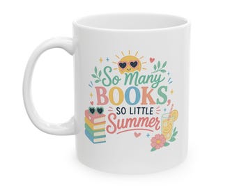 Tellement de livres si petite tasse d'été, tasse de café pour amoureux des livres drôles, liseuse d'été, club de lecture maman, lecture de plage Mug BookTok, cadeau livresque pour elle