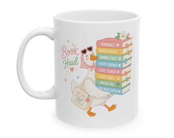 Silly Goose Book Mug, Coquette Bookish Mug, Girly Book Lover Coffee Mug, Funny Pink Reader Mug, Gift for Her, Book Lover Gift, Bookish Gift