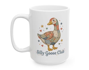 Silly Goose Book Mug, Funny Bookish Coffee Cup, Cute Goose Book Lover Gift for Readers, Teacher Book Nerd Librarian, Bookclub Reading Mug