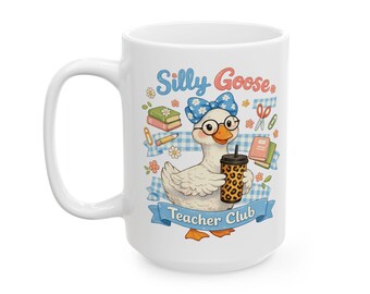 Silly Goose Book Mug, Funny Bookish Coffee Cup, Cute Goose Book Lover Gift Readers, Teacher Appreciation Book Nerd Librarian, Reading Mug