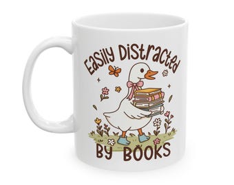Silly Goose Book Mug, Funny Bookish Coffee Cup, Cute Goose Book Lover Gift for Readers, Teacher Bookworm Nerd Librarian, Cozy Reading Mug