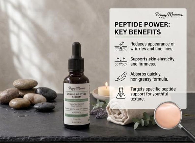 Key benefits of serum include reduction in the appearance of fine lines and wrinkles. Supports skin firmness and elasticity.