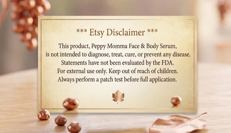 Etsy Disclaimer. Custom GHK-Cu Copper Peptide Serum | Face Body Renewal, Custom Concentrations (1oz/30mL)