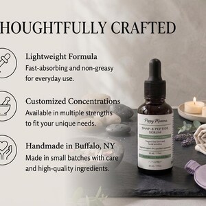 Lightweight formula. Fast-absorbing and non-greasy for everyday use. Customized Concentrations. Available in multiple strengths to fit your unique needs. Handmade in Buffalo, NY.