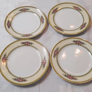 Set of Four Vintage Noritake Japan Nirvana Salad Plates with 22k Gold Rim