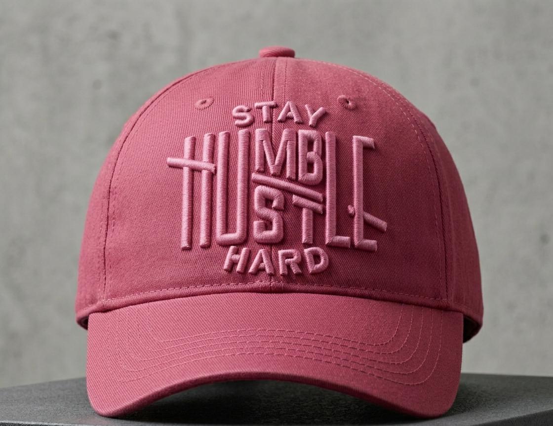Stay Humble Hustle Hard 3D Puff Embroidery Design | Bold Cap Logo ...