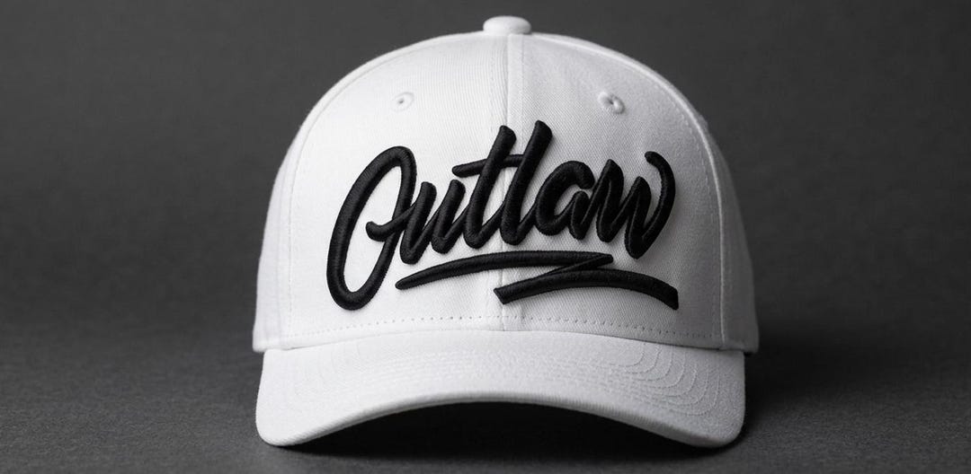 Outlaw Script Embroidery Design | 3D Puff Cap File (instant Download ...