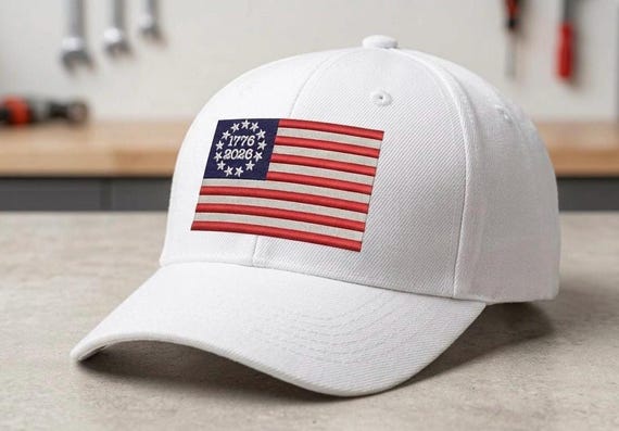 American Flag Embroidery Design | Patriotic USA Cap Patch (Digital Download)