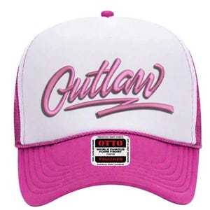 Outlaw Script Embroidery Design | 3D Puff Cap File (Instant Download)