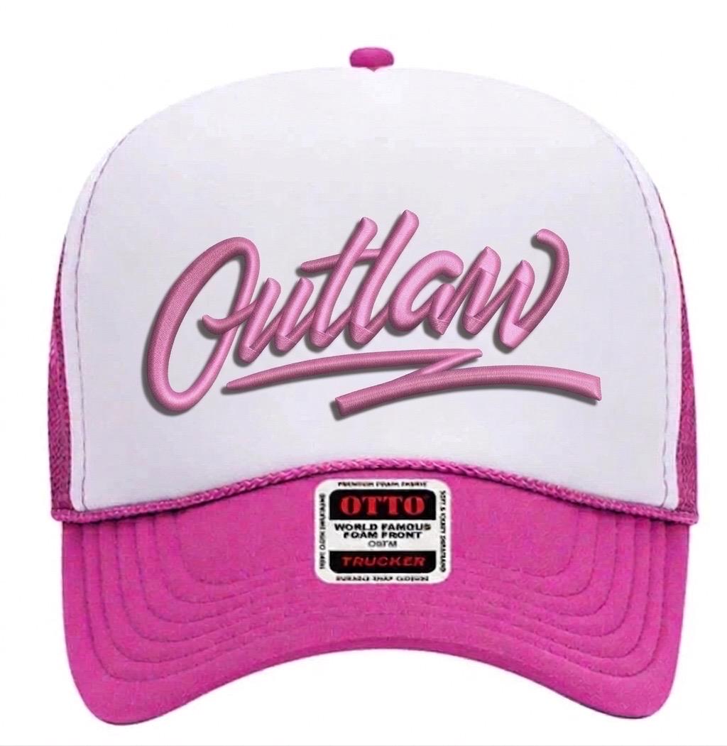 Outlaw Script Embroidery Design | 3D Puff Cap File (instant Download ...
