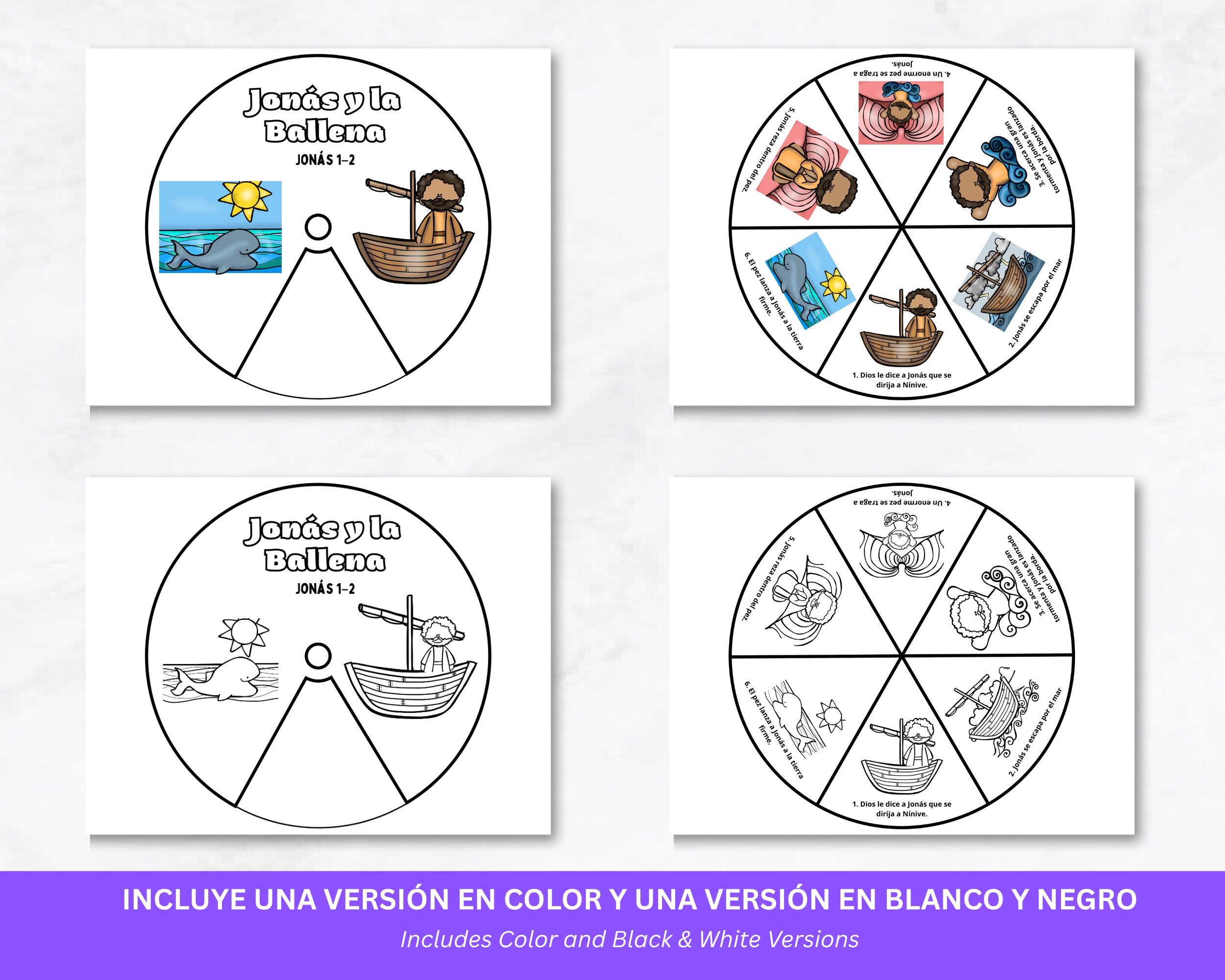 Jonah and the Whale Bible Story Wheel Spanish | Jonah 1–2 Kids Bible ...