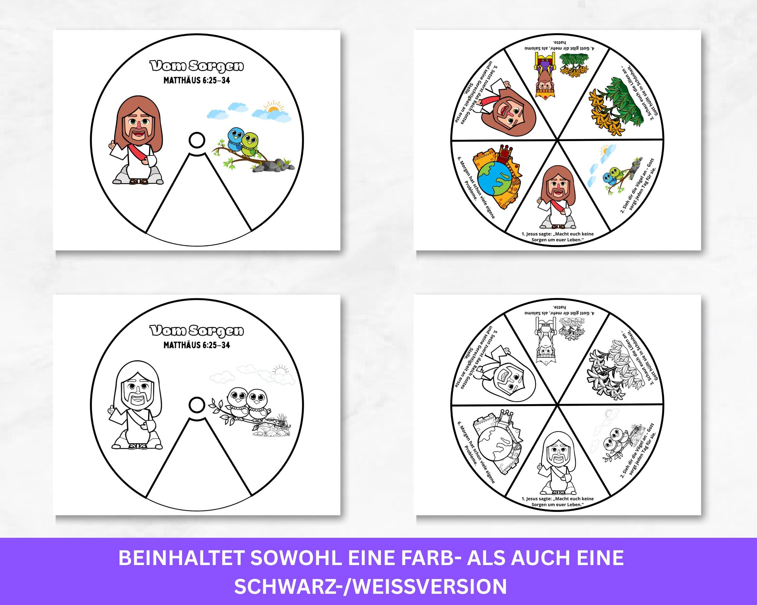 Do Not Worry Bible Story Wheel German | Matthew 6 Kids Bible Activity ...