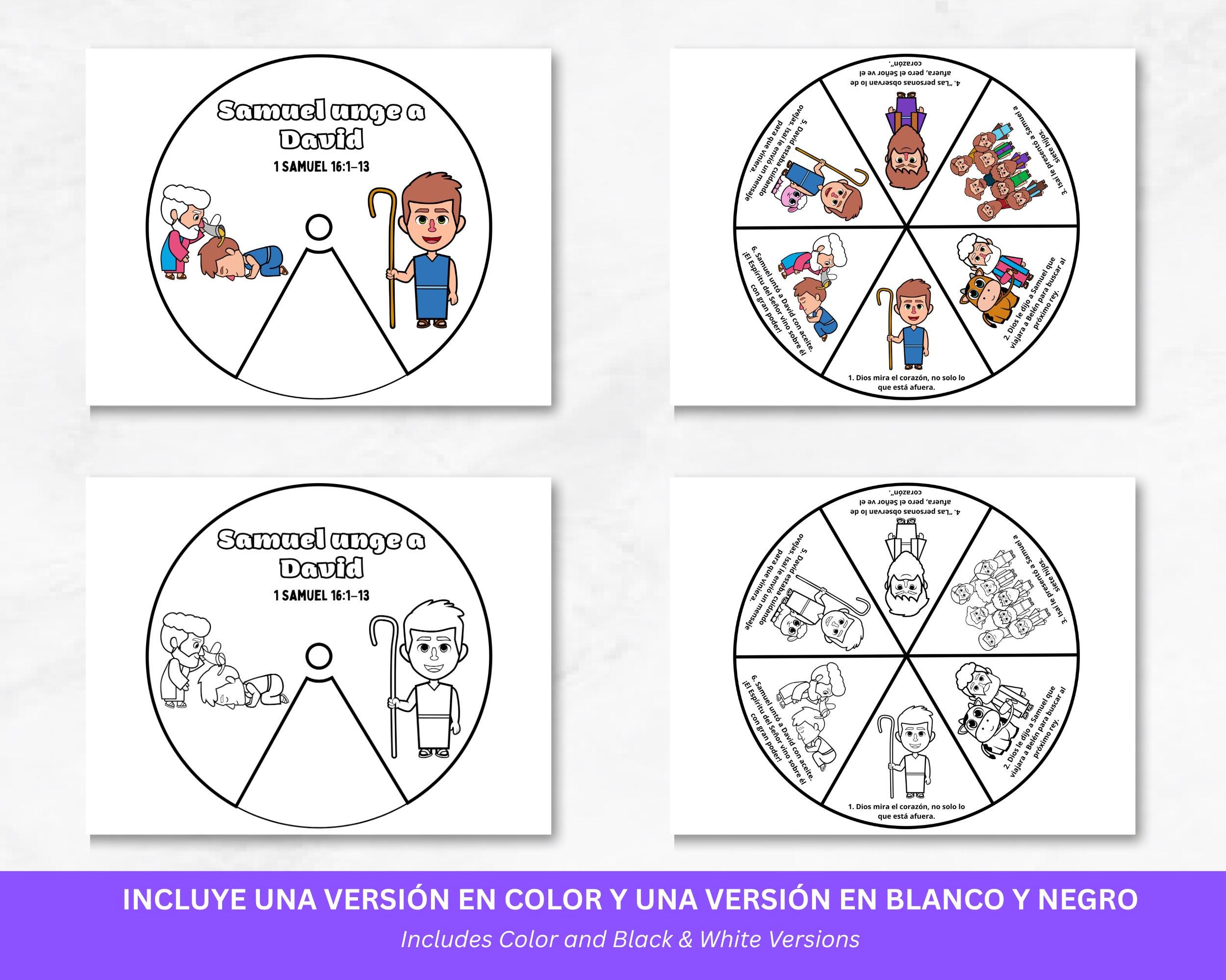 Samuel Anoints David Bible Story Wheel Spanish | 1 Samuel 16 Kids Bible ...