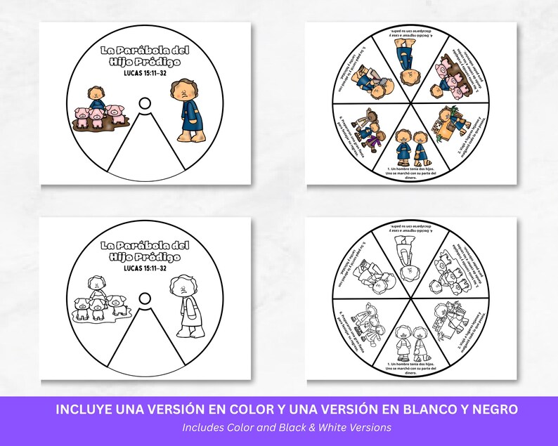 Prodigal Son Bible Story Wheel Spanish | Luke 15 Kids Bible Disc ...