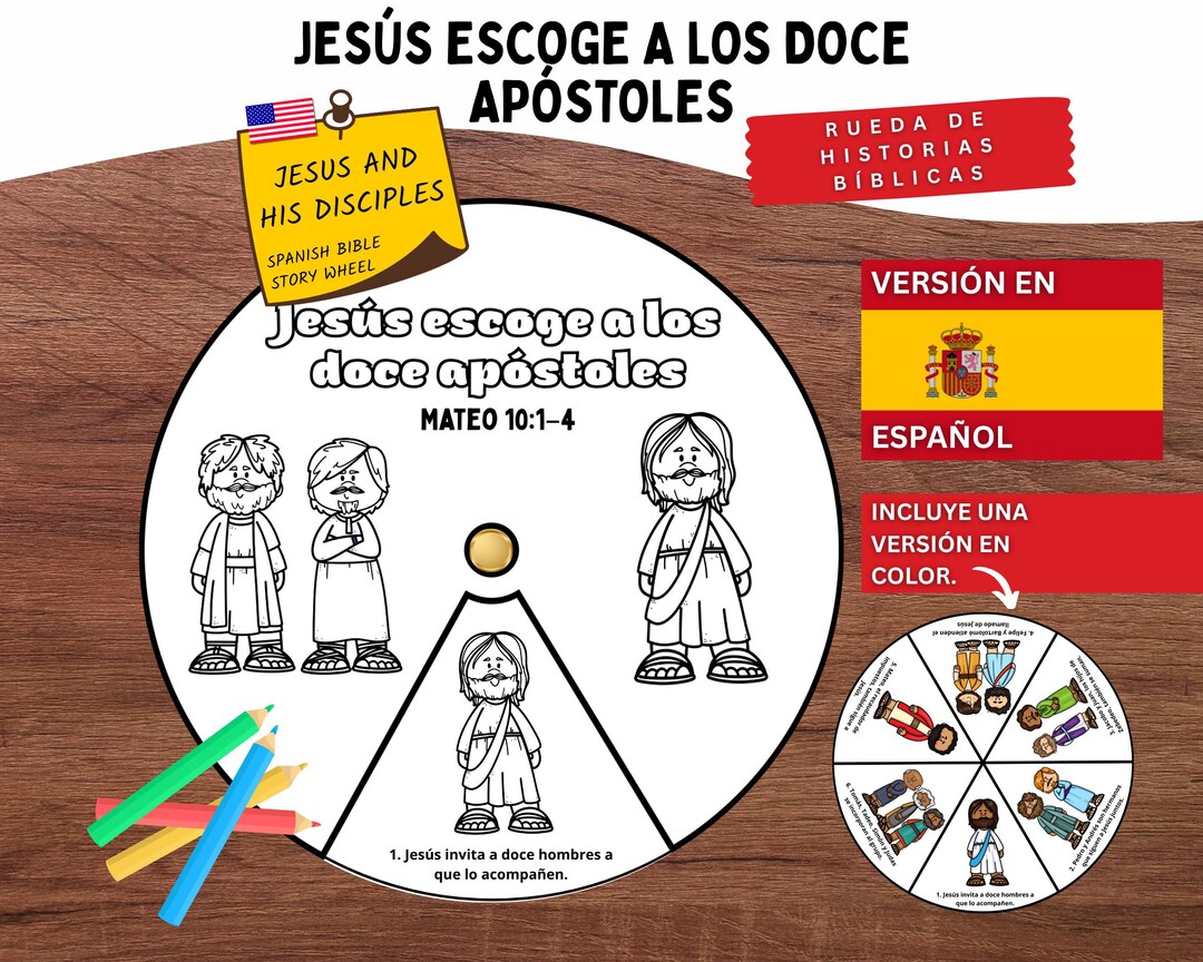 Jesus Chooses 12 Disciples Bible Story Wheel Spanish | Matthew 10 Kids ...