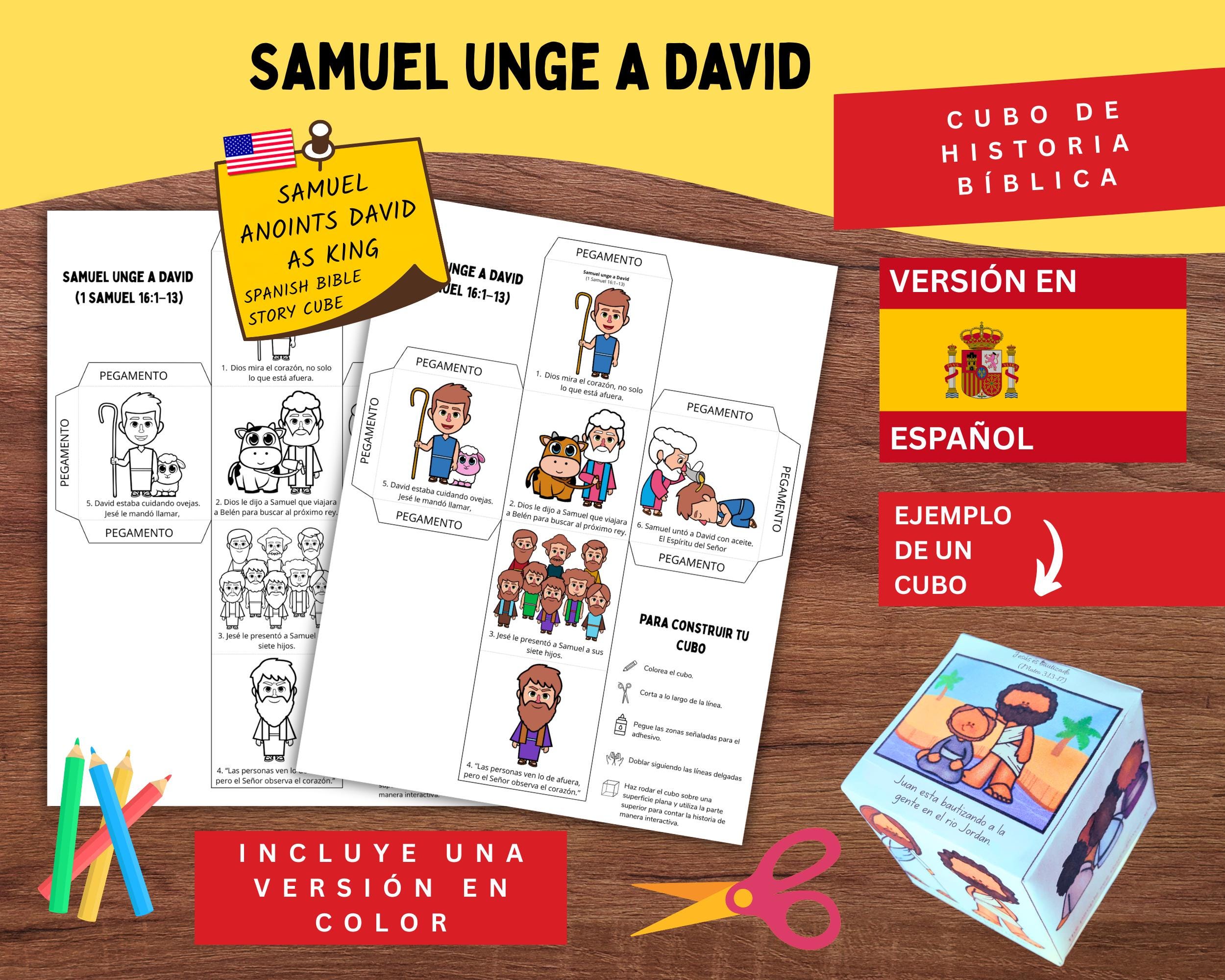 Samuel Anoints David Bible Story Cube Spanish | 1 Samuel 16:1–13 Bible ...