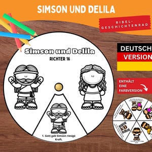 Bibelgeschichte Rad Simson und Delila Richter 16 | Kinder Bibel Aktivität Ausmal Rad Kindergottesdienst Unterricht Gehorsam Stärke Vertrauen