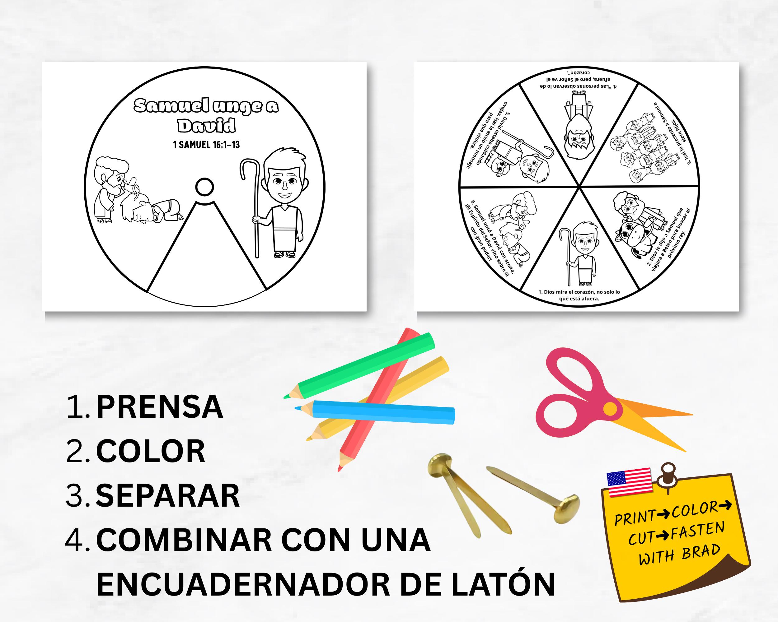 Samuel Anoints David Bible Story Wheel Spanish | 1 Samuel 16 Kids Bible ...
