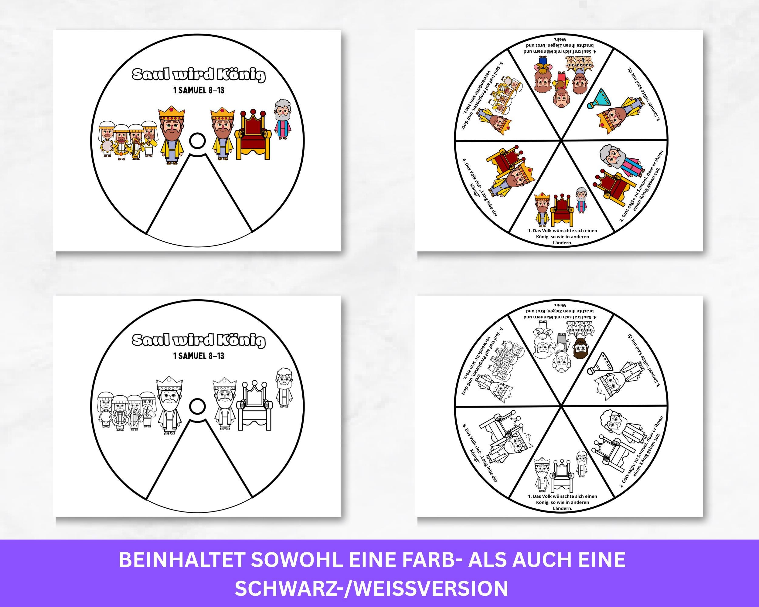 King Saul First King Bible Story Wheel German | 1 Samuel 8 13 Kids ...