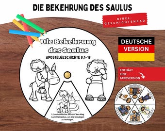 Bibelgeschichte Rad Die Bekehrung des Saulus Apostelgeschichte 9 | Kinder Bibel Aktivität Ausmal Rad Kindergottesdienst Unterricht Glaube