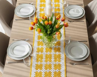 Hexagon table runner crochet pattern, Modern Geometric JAYGO PDF (Instant Download)