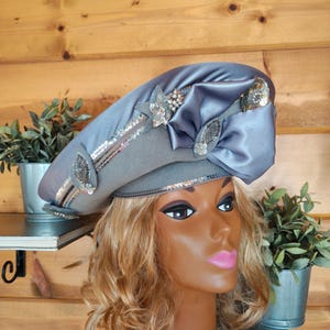 Deborah NY 70s White Wool Crown Hat Embellish Beaded Sequined Applique Womens OS Deborah New York Hats | eBay main image 2