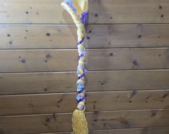 Gehaakte garenpruik prinses Rapunzel Halloweenkostuum aankleden leeftijd 4 volwassenen 44"