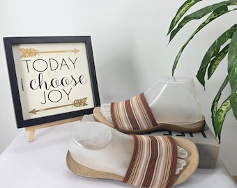 G.H. Bass Trinidad Boho Hippie Striped Slid On Sandals Comfort Casual Y2K Sz 7 M