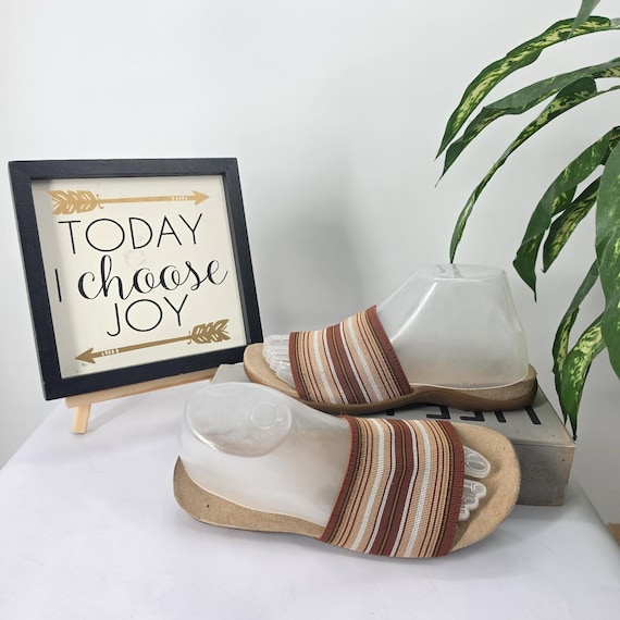 G.H. Bass, G.H. Bass Trinidad Boho Hippie Striped Slid On Sandals Comfort Casual Y2K Sz 7 M