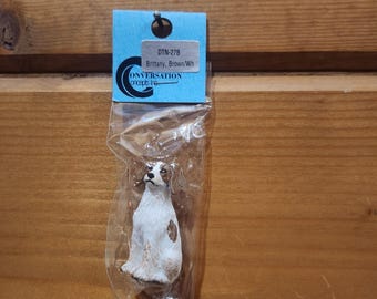 Brown White Brittany Dollhouse Dog Figurine Conversation Concept DTN-27B Vintage