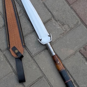 Handmade Boa Zande African Inspired Spear – Decorative Display for Collectors Ashwood Handle with Leather Sheath