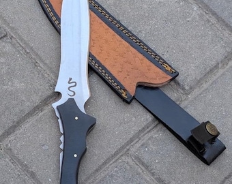 Hamdmade RE4 Jack Krauser D2 Steek Snake Knife Replica | Leon Kennedy Game Knife With Leather Sheath