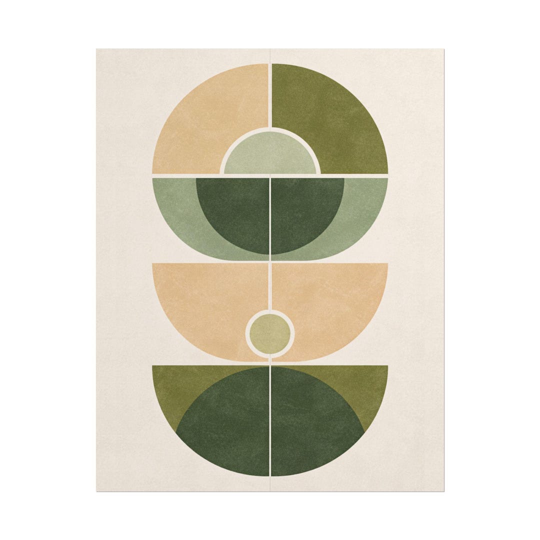 Mid Century Modern Geometric Print | Olive Green Abstract Wall Art - Etsy