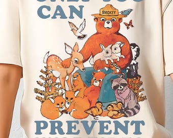 Solo tú puedes prevenir incendios forestales PNG Diseño de animales del bosque, gráfico de naturaleza estilo cottagecore, PNG de sublimación de camping, regalo para amantes de la naturaleza