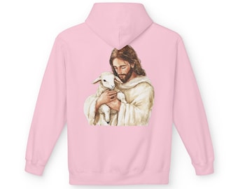 Bluza z kapturem z motywem akwareli "Jezus Baranek", bluza z motywem wiary chrześcijańskiej, bluza religijna, unisex