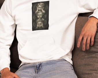 Bluza z kapturem Three Angels Vertical Artwork See Speak Hear No Evil Back Text Unisex
