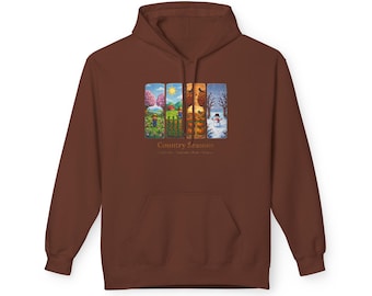 Bluza z kapturem Country Seasons, bluza z nadrukiem Four Seasons Nature Graphic, wygodna bluza z nadrukiem Farm Life, unisex