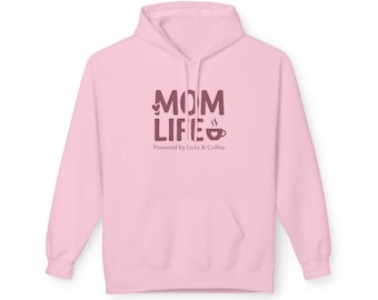 Bluza z kapturem Mom Life | Bluza z nadrukiem „Powered by Love & Coffee” dla mamy