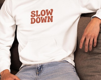 Bluza z kapturem Retro Slow Down z nadrukiem unisex, casualowa