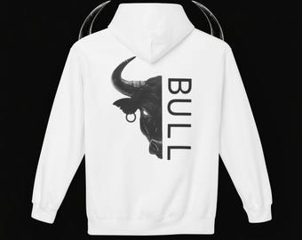 Bluza z kapturem Taurus Bull: Streetwearowa bluza z nadrukiem w znaki zodiaku, wyrazisty nadruk z tyłu, minimalistyczne logo na klatce piersiowej, unisex