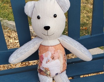 Custom Photo Memory Bear - Teddy Bear from Loved Ones Clothing - Rememberance Bear