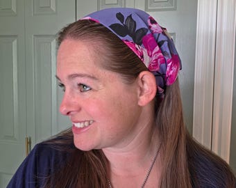 8" Pleated Tie Back Headcovering - Modest Pleated Headscarf - Adjustable Tie-Back - Optional Sewn-In Clip