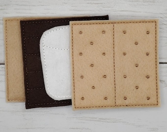 Felt S’mores Set – Pretend Play Food Toy – Handmade Campfire Treat for Kids