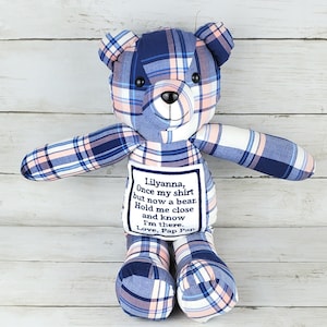 Custom Memory Bear Teddy Bear from Loved Ones Clothing Remembrance Bear image 2